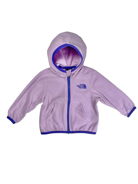 3-6 mo, The North Face, Purple, Fleece zip-up hooded jacket, contrast trim