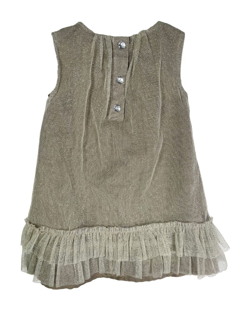 18 mo, Jillian's Closet, Gold, Metallic sleeveless party/special occasion dress, ruffle hem