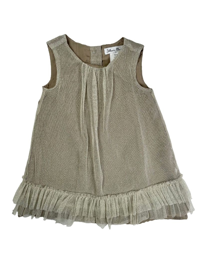 18 mo, Jillian's Closet, Gold, Metallic sleeveless party/special occasion dress, ruffle hem