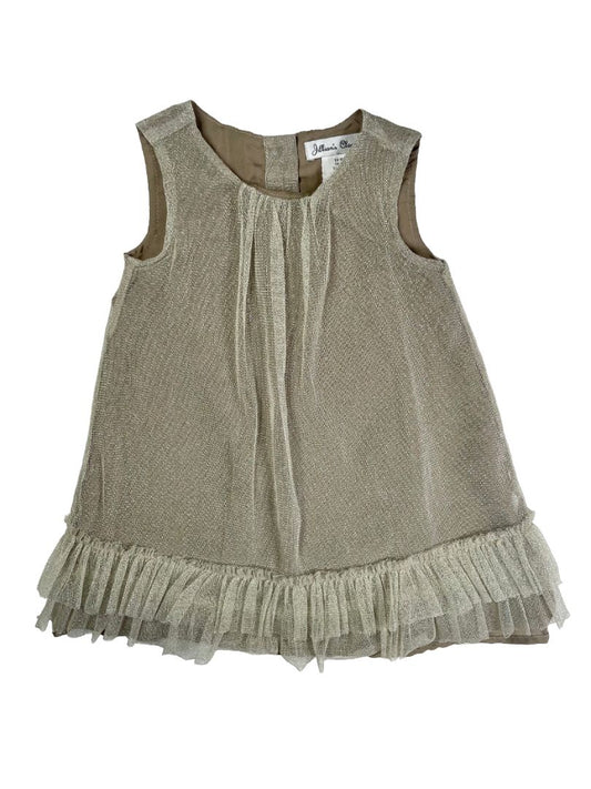 18 mo, Jillian's Closet, Gold, Metallic sleeveless party/special occasion dress, ruffle hem