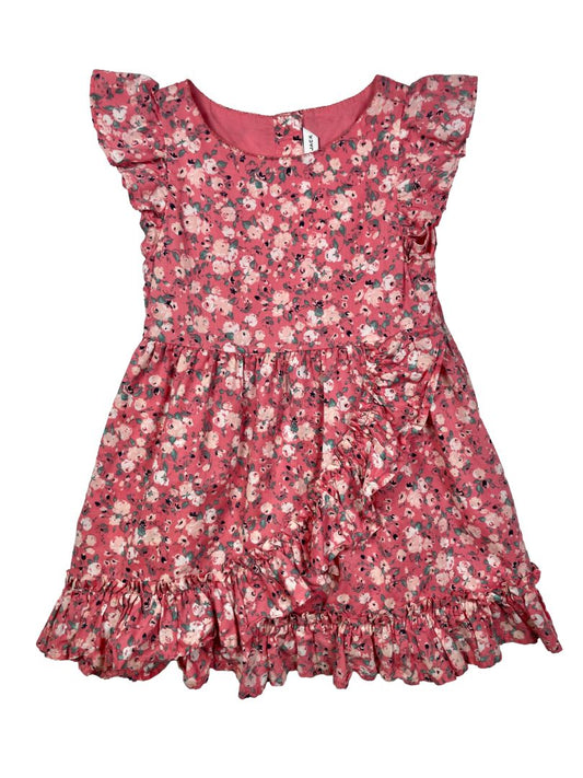 3/3T, Janie and Jack, Pink, Flutter sleeve floral dress, ruffled skirt