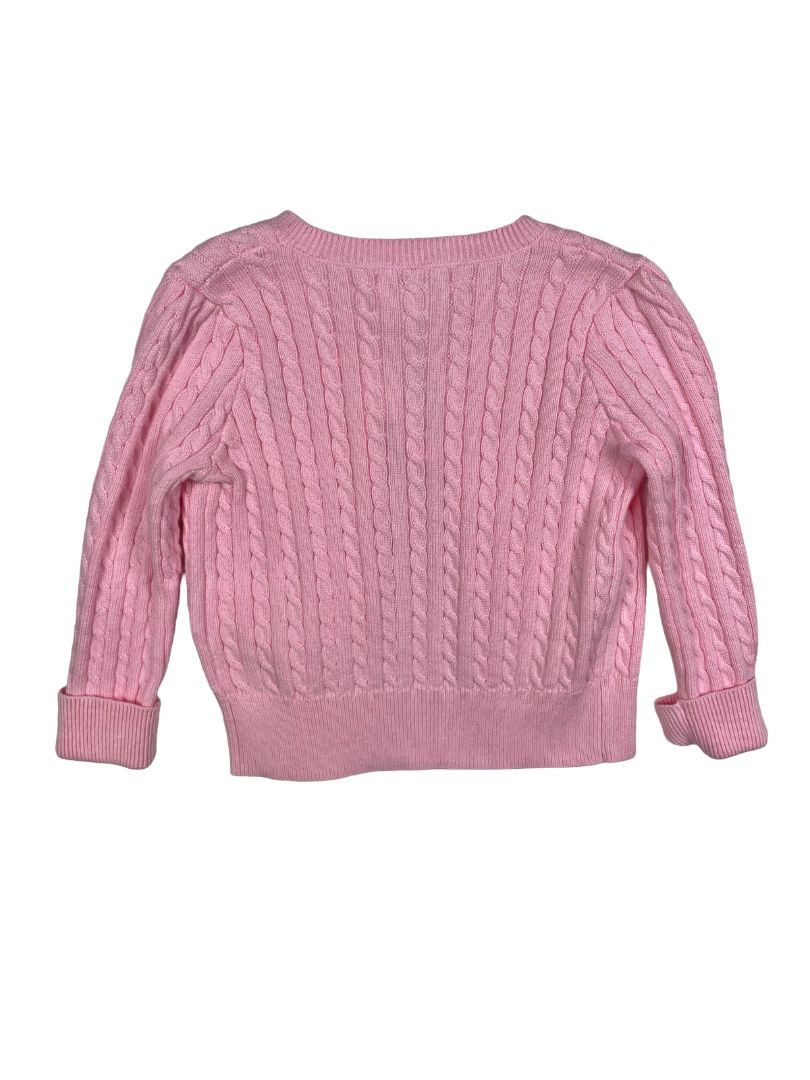 12 mo, Ralph Lauren, Pink, NEW w/ tags - Cable-knit button-up cardigan, navy emblem
