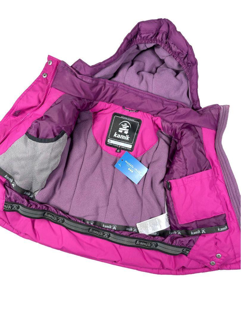 3/3T, Kamik, Pink, Evie ski insulated winter jacket, removable hood, grow cuffs