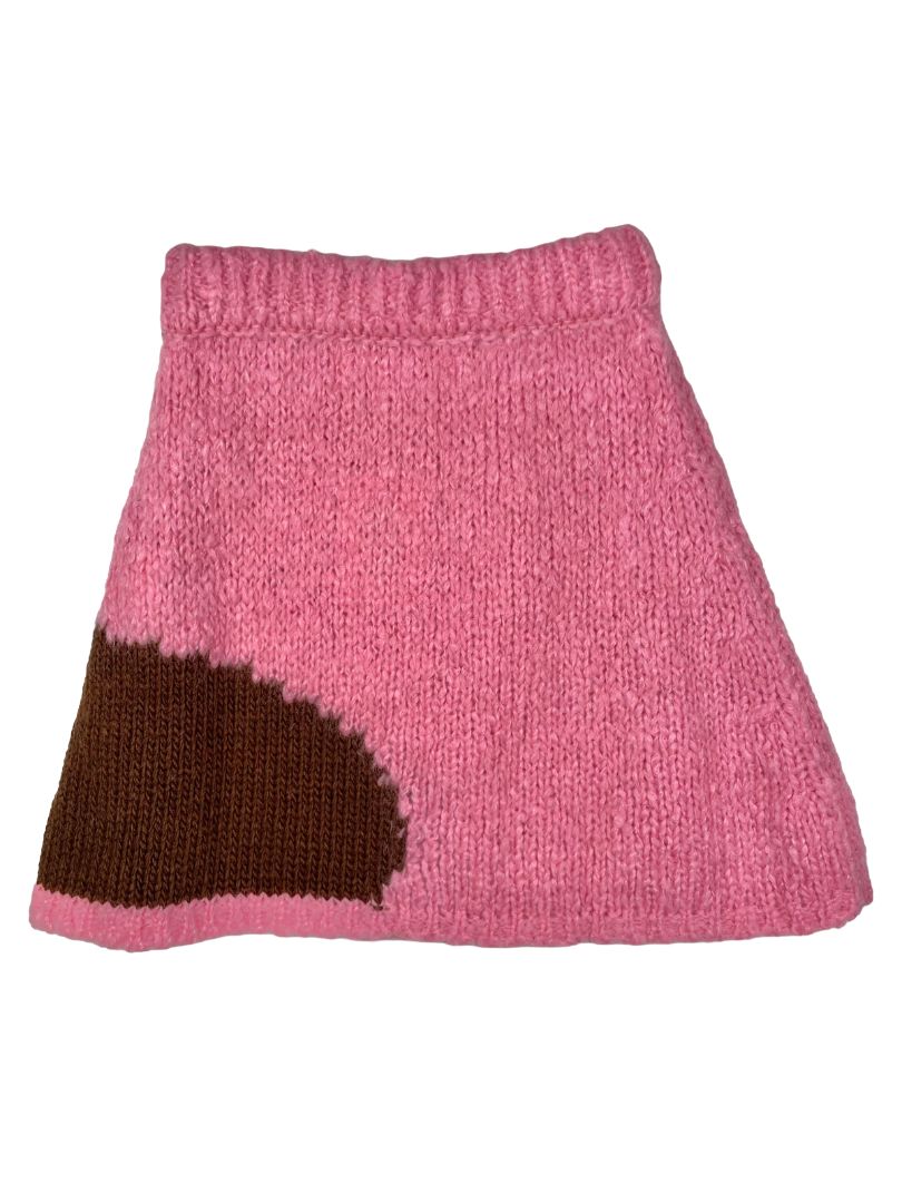 5-6, Weekend House Kids, Pink, Two-tone wool mix knit skirt