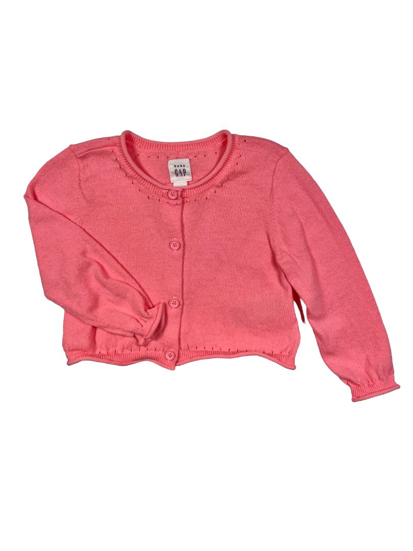 12-18 mo, babyGap, Pink, Neon button-up cardigan, pointelle accents