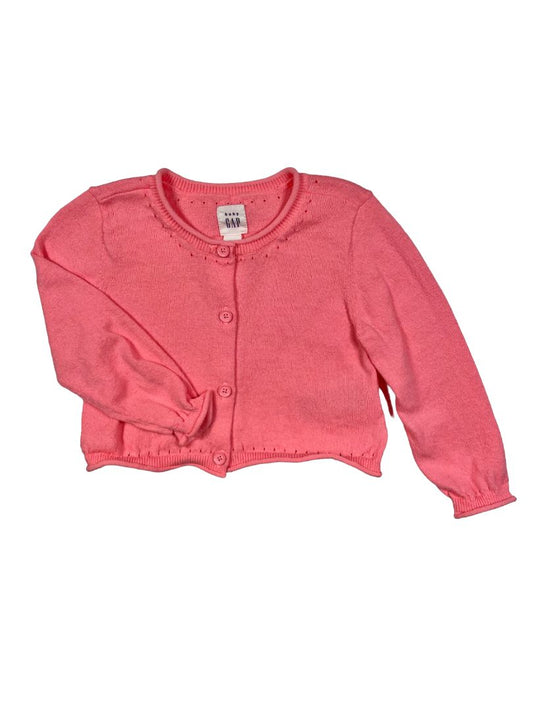 12-18 mo, babyGap, Pink, Neon button-up cardigan, pointelle accents