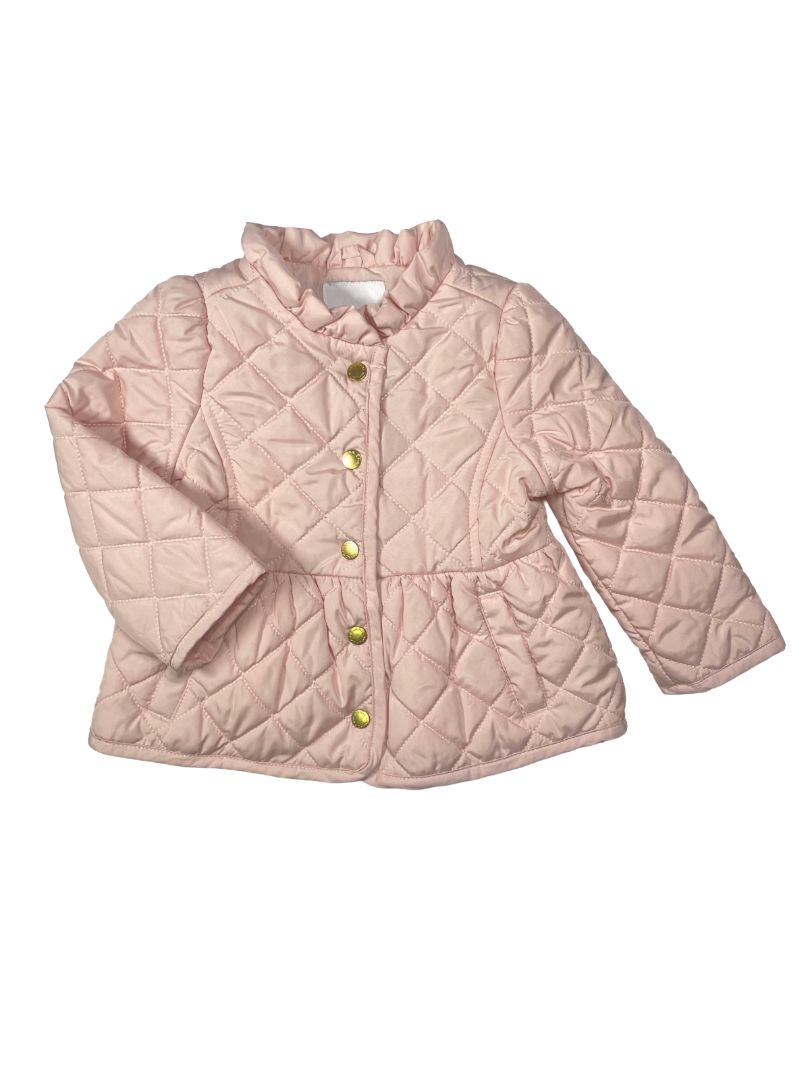 12-18 mo, Janie and Jack, Pink, Quilted snap-up jacket, ruffle collar