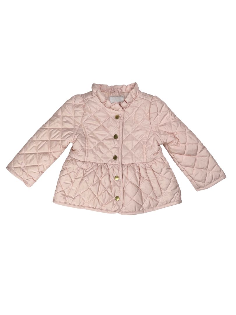 12-18 mo, Janie and Jack, Pink, Quilted snap-up jacket, ruffle collar