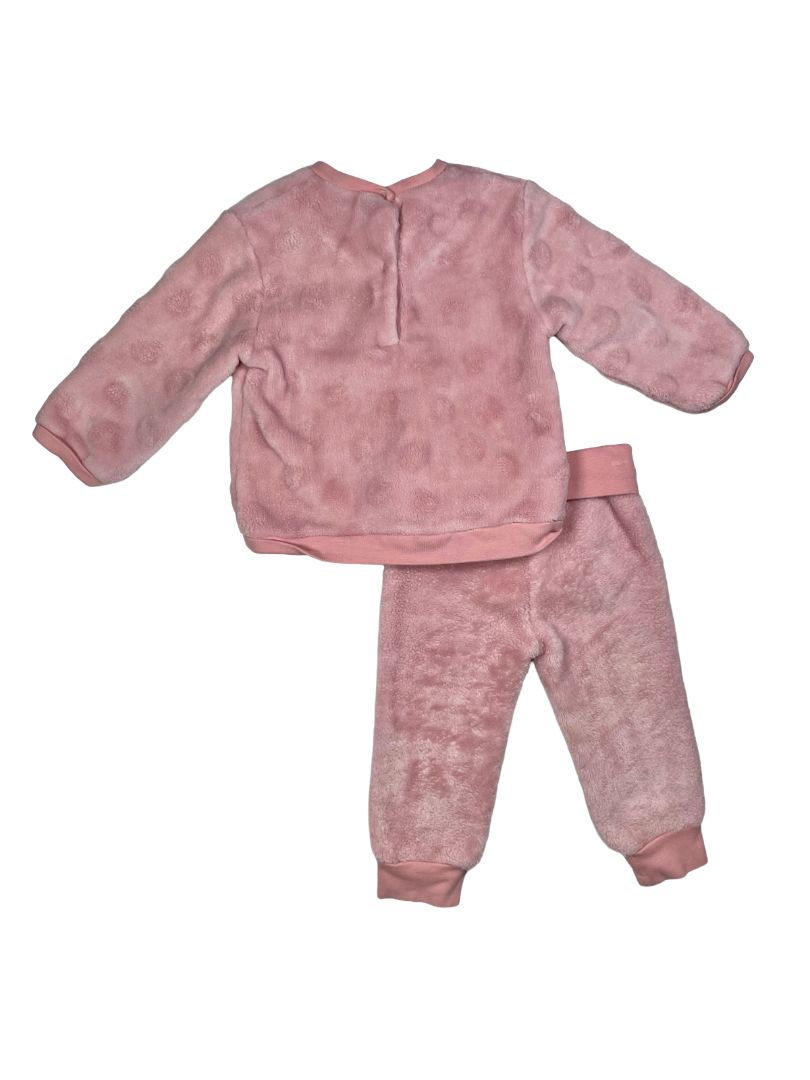 6-9 mo, Mayoral, Pink, Bouclé bunny pocket, circle tufted soft sweatshirt + sweatpants SET