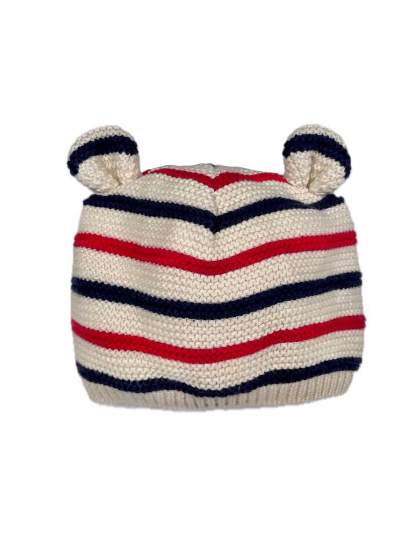 12-18 mo babyGap, Cream, Striped knit beanie w/ ears, navy/red