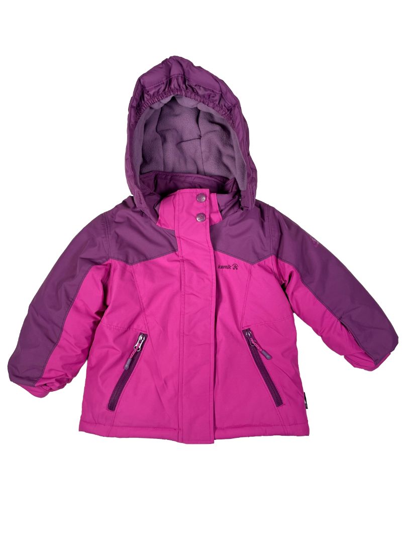 3/3T, Kamik, Pink, Evie ski insulated winter jacket, removable hood, grow cuffs