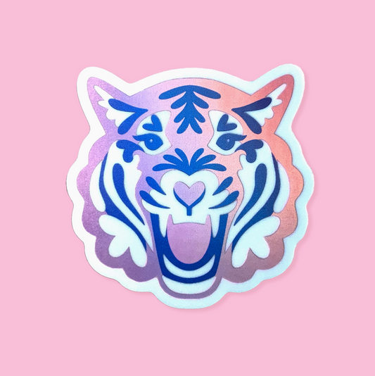 Wildkat Studio, Pink Tiger Holographic Vinyl Sticker