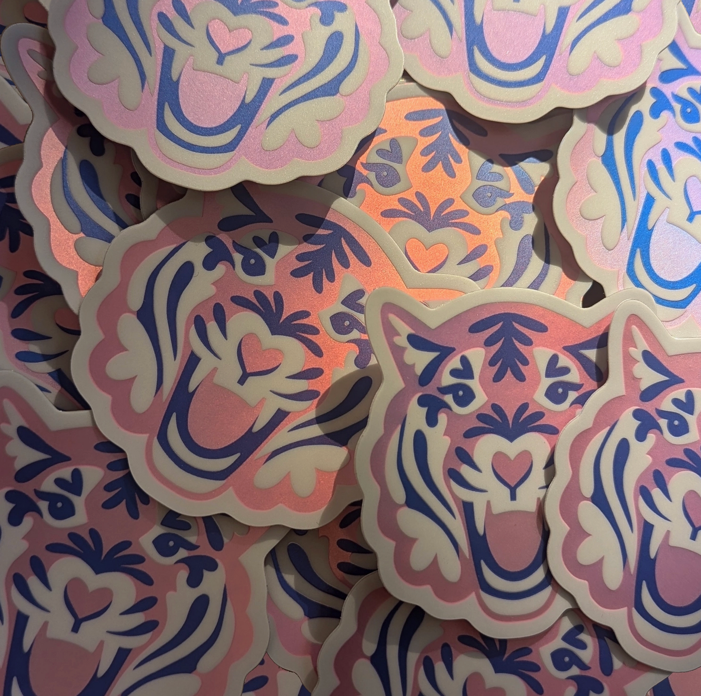 Wildkat Studio, Pink Tiger Holographic Vinyl Sticker