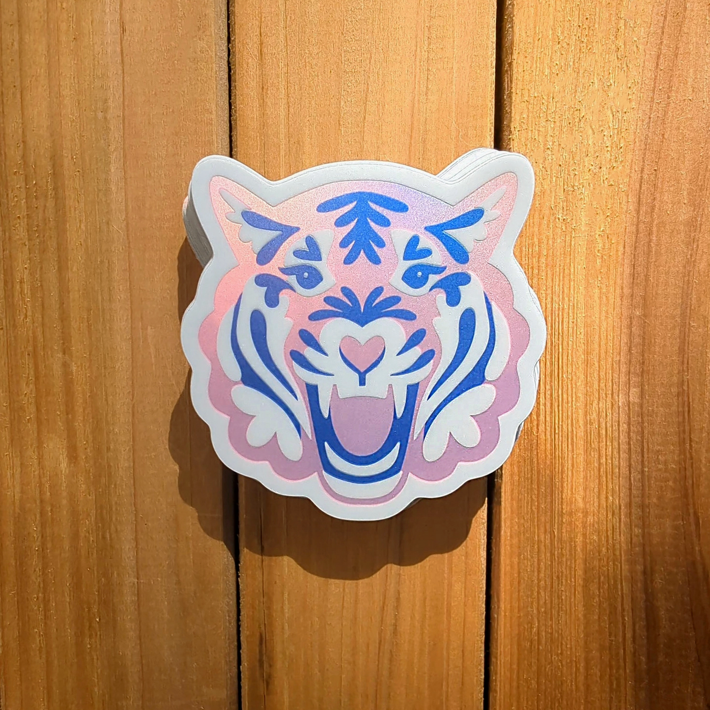Wildkat Studio, Pink Tiger Holographic Vinyl Sticker