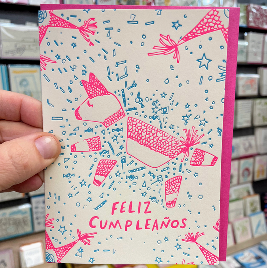 Wolf & Wren Press, Feliz Cumpleanos letterpress pinata card