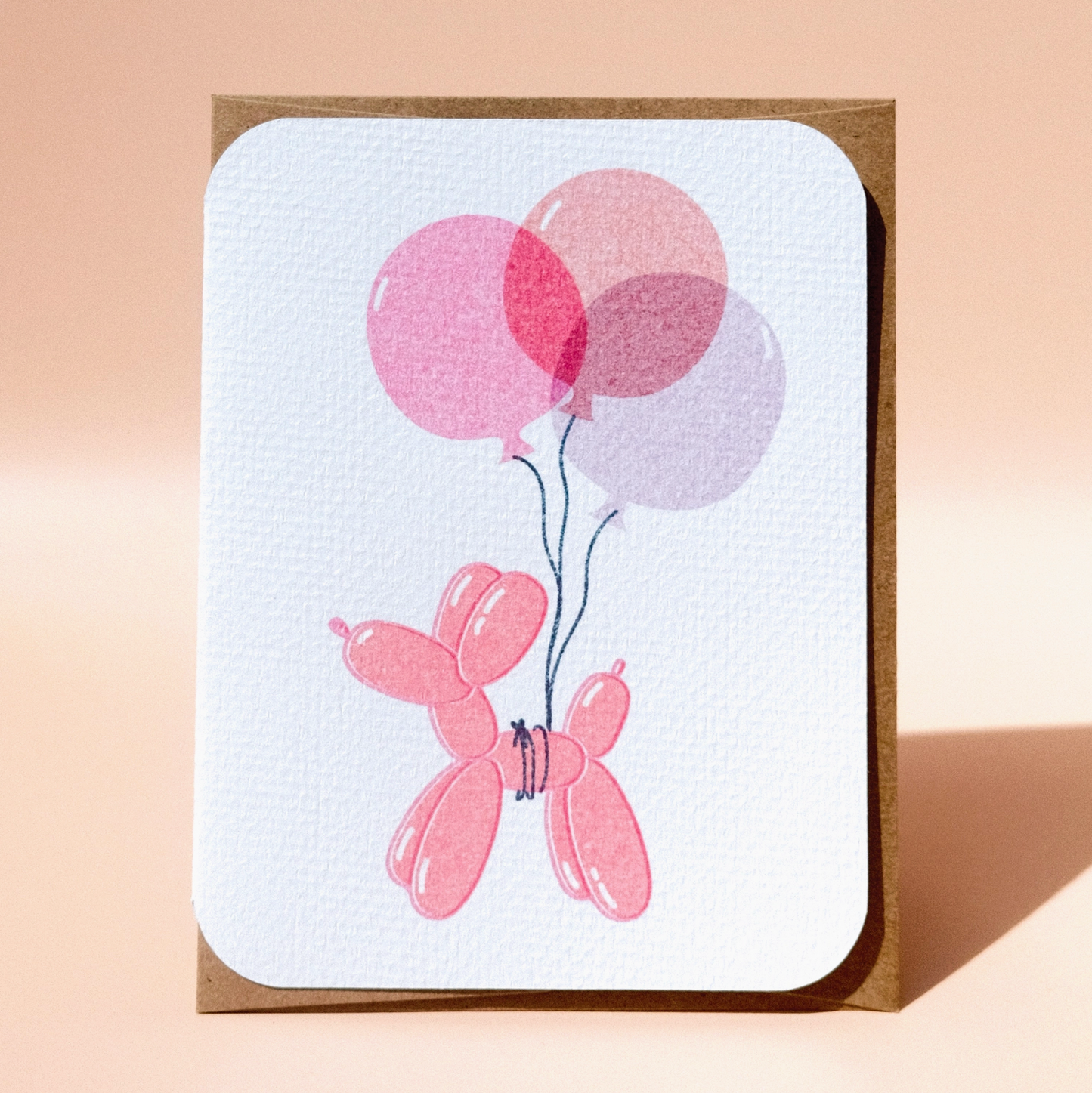 Paper Chain Studios, Pink Balloon Dog Card