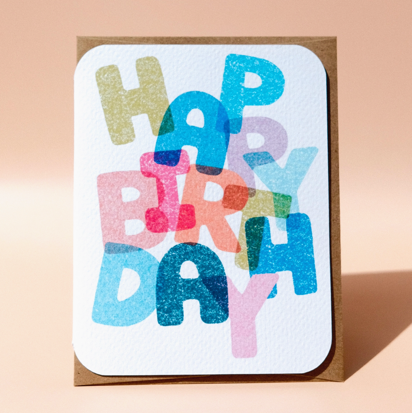 Paper Chain Studios, Colorful Jumbled Letters Happy Birthday Card