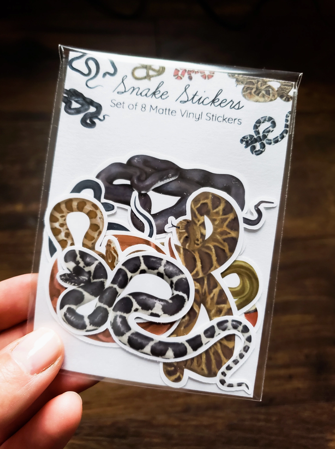 Stephanie Hathaway Designs, Snake Sticker Pack, Set of 8 Matte Vinyl Stickers