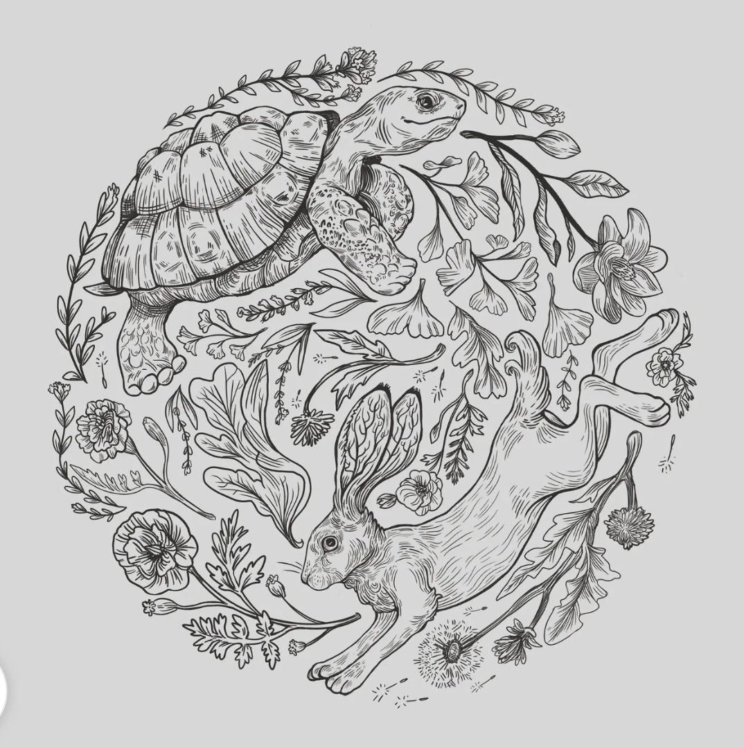 Field Sparrow Studio, Tortoise & the Hare 12" x 12" Screen Print