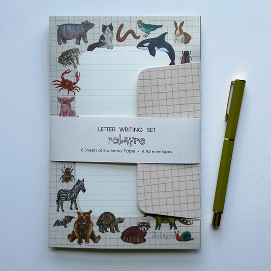 Robayre, Animal Illustration Stationery Letter Paper & Envelope Set