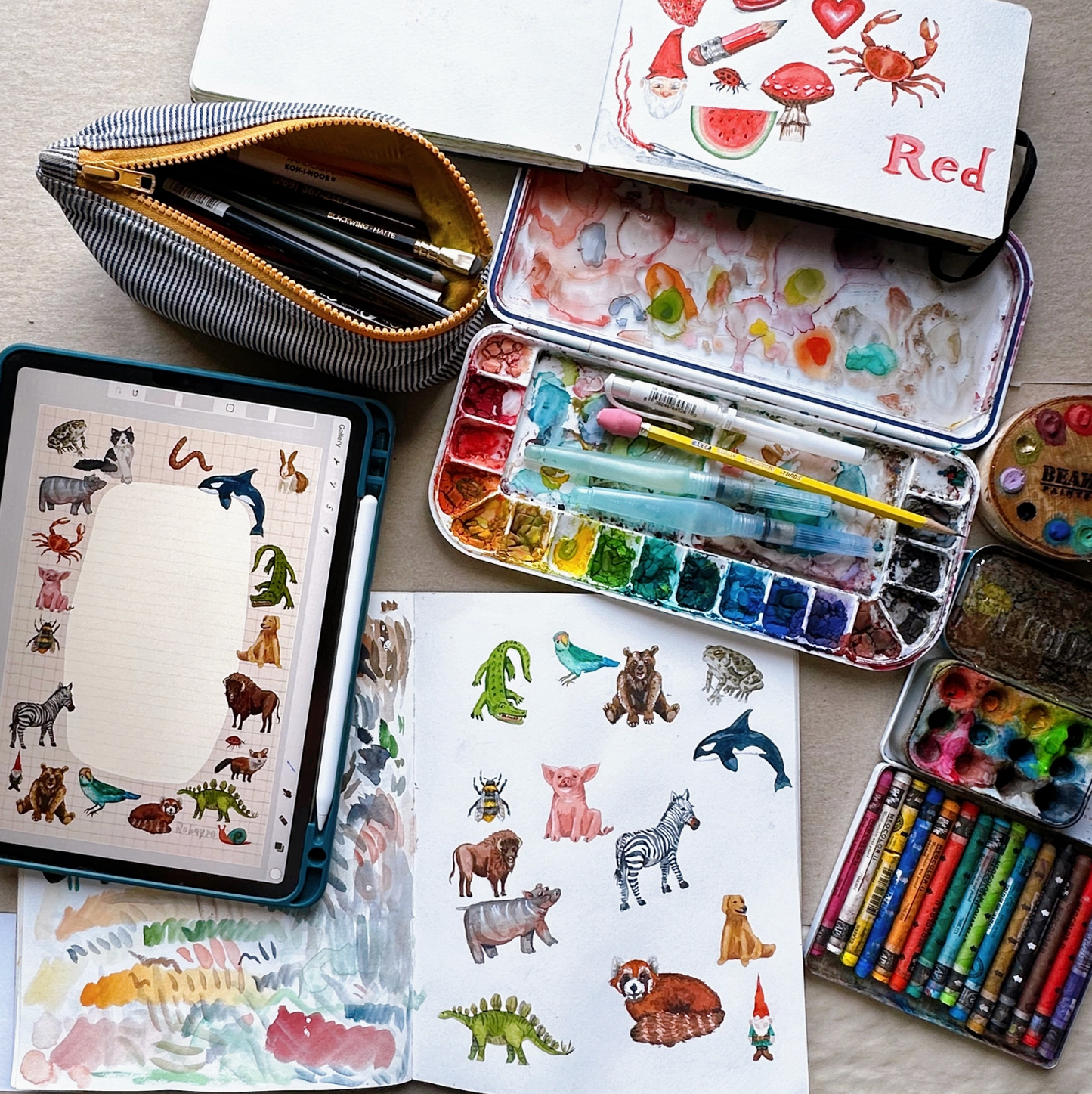 Robayre, Animal Illustration Stationery Letter Paper & Envelope Set