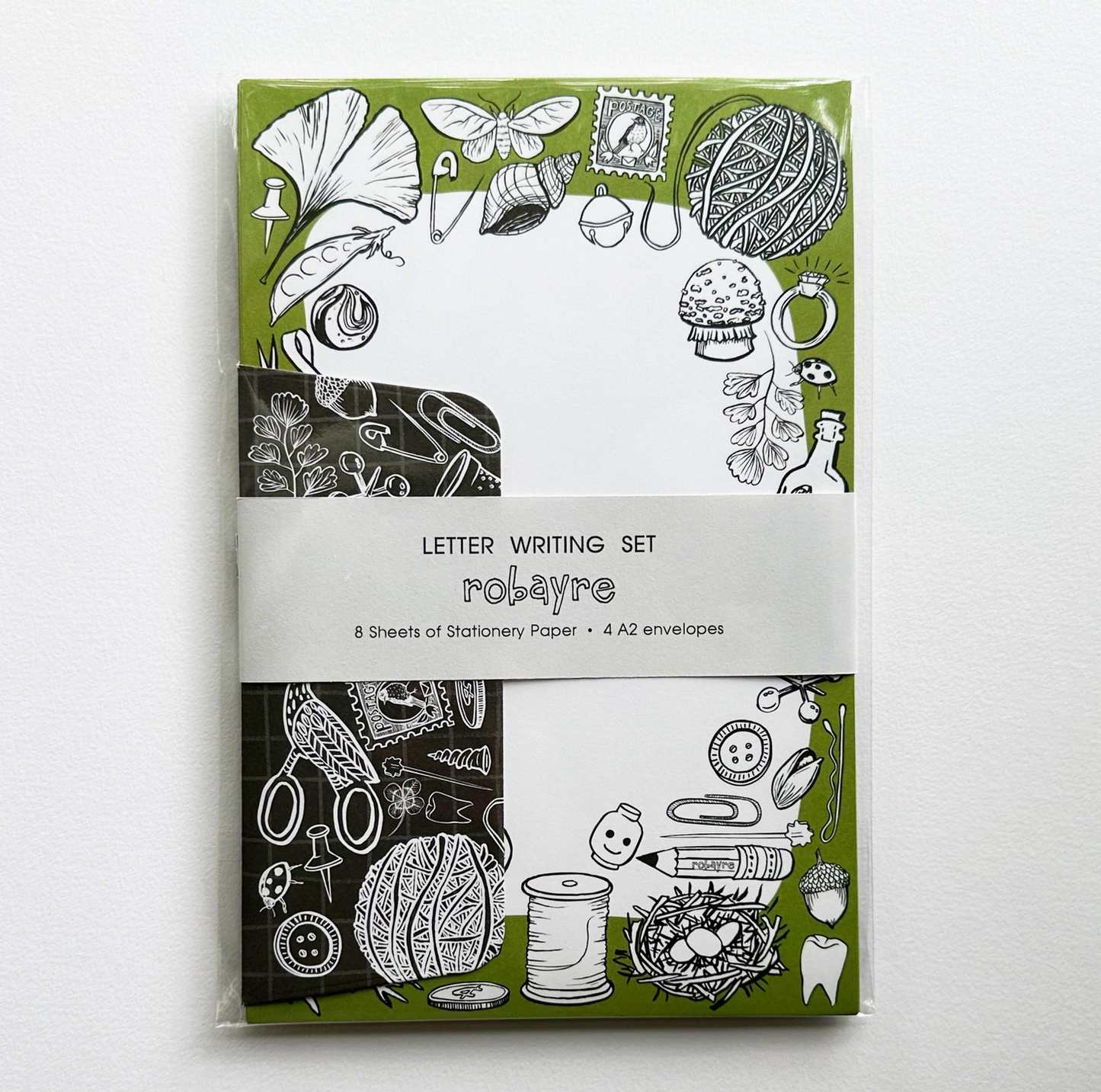 Robayre, Green, Tiny Treasures Stationery Letter Paper and Envelope Set