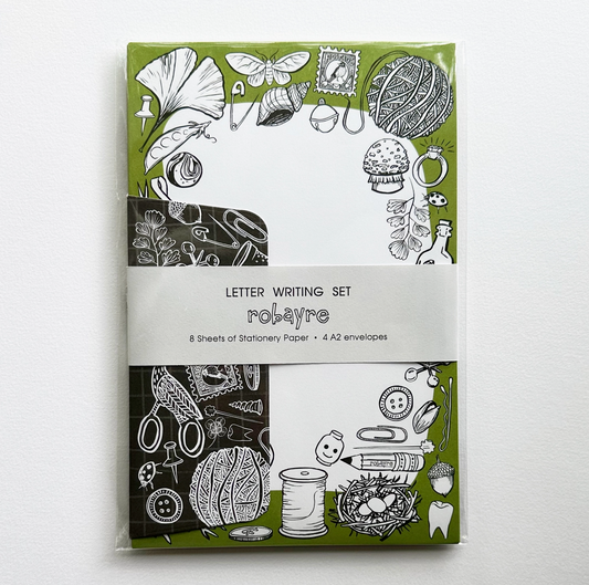 Robayre, Green, Tiny Treasures Stationery Letter Paper and Envelope Set