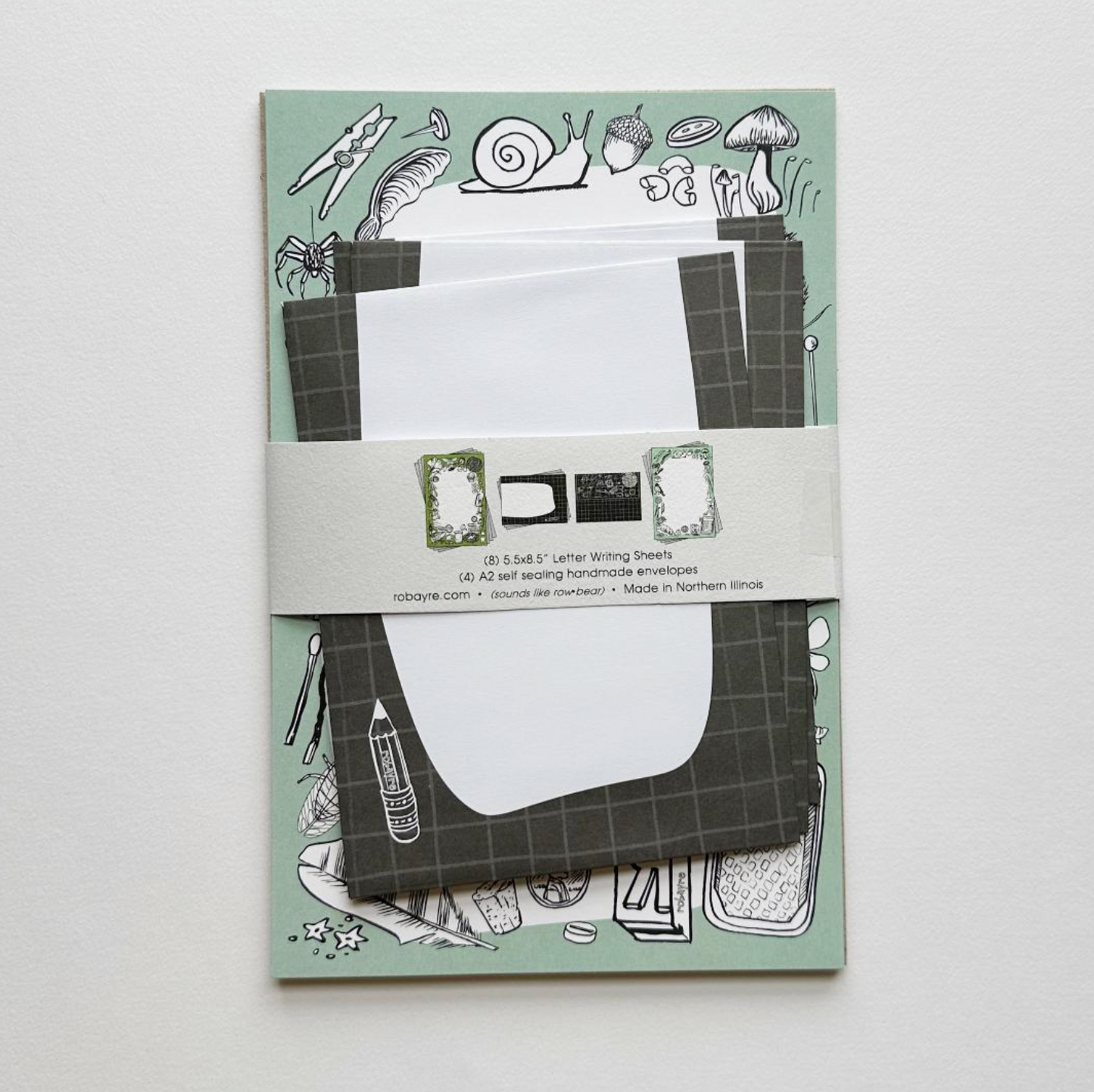 Robayre, Green, Tiny Treasures Stationery Letter Paper and Envelope Set