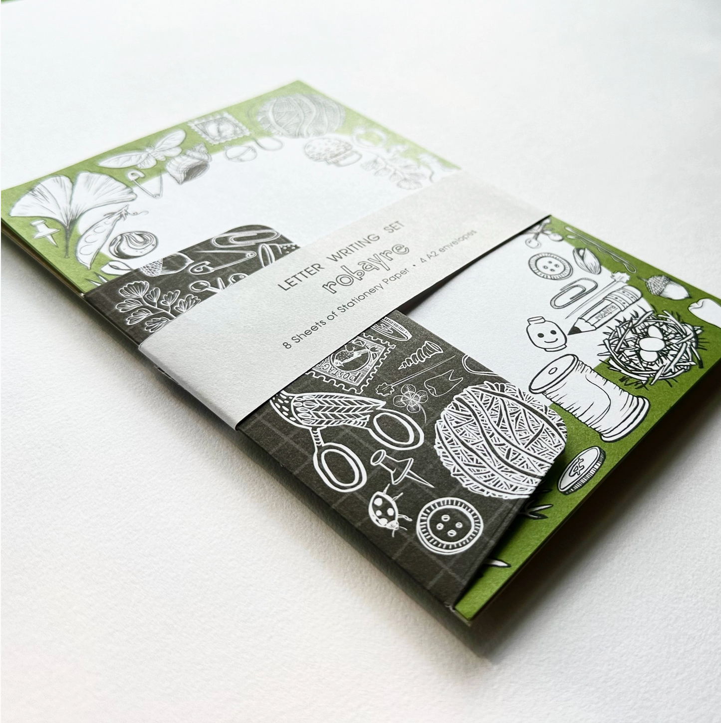 Robayre, Green, Tiny Treasures Stationery Letter Paper and Envelope Set