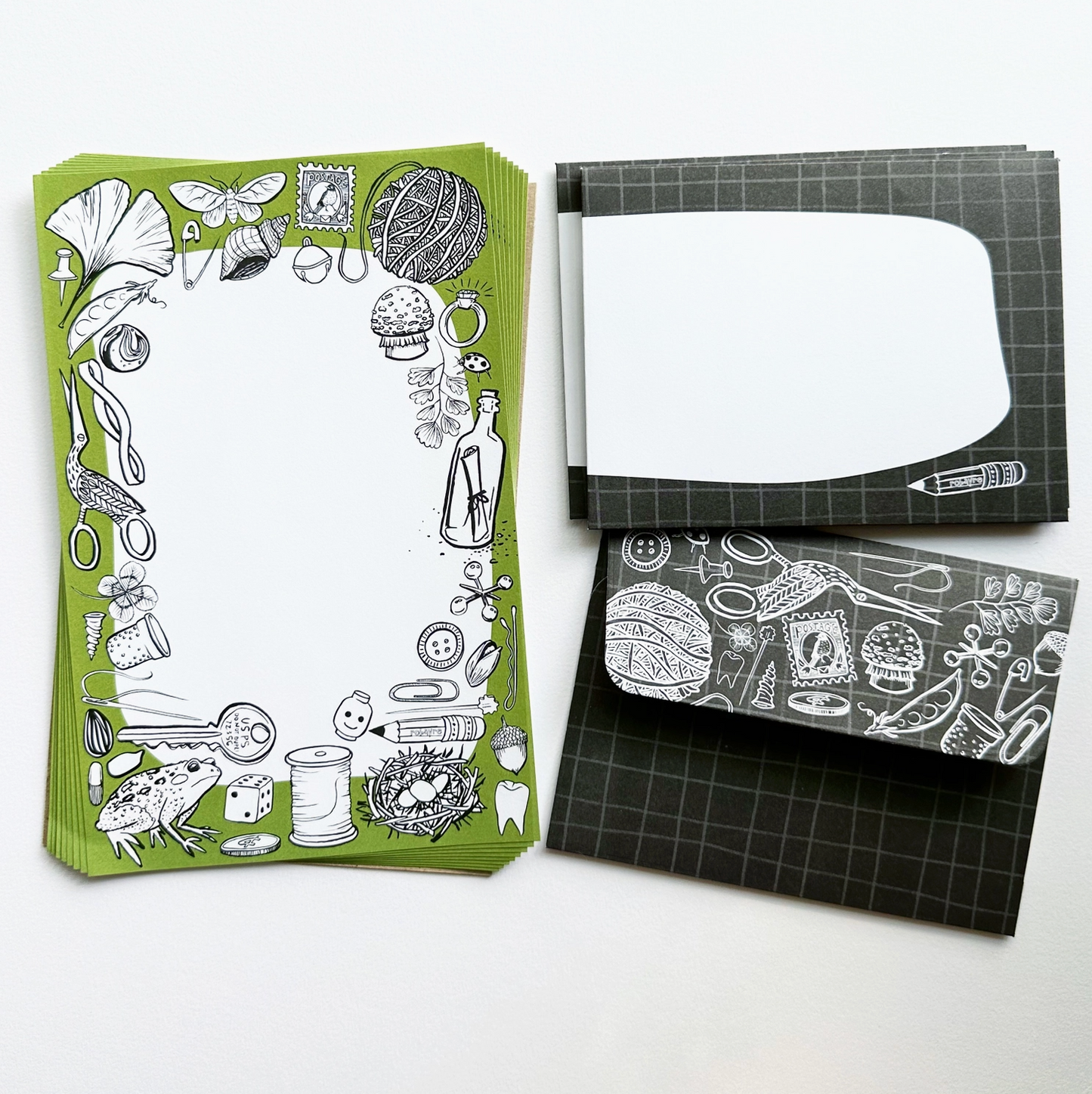 Robayre, Green, Tiny Treasures Stationery Letter Paper and Envelope Set