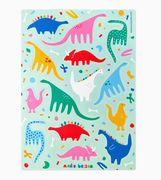 Nadia Hassan, Darling Dinosaurs 5x7 Sticker Sheet
