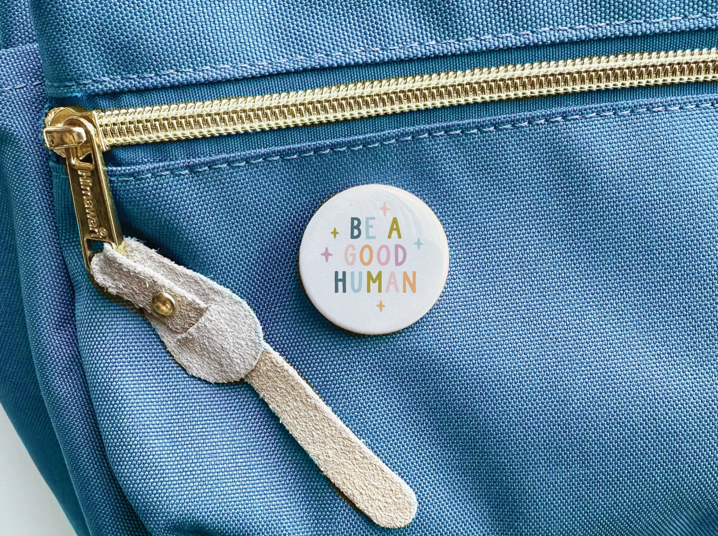 Easyhand Goods, BE A GOOD HUMAN sparkle pinback button
