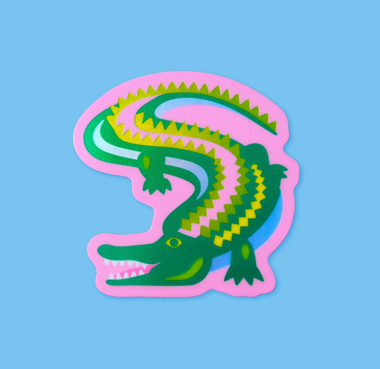 Wildkat Studio, Green & Pink Alligator Sticker