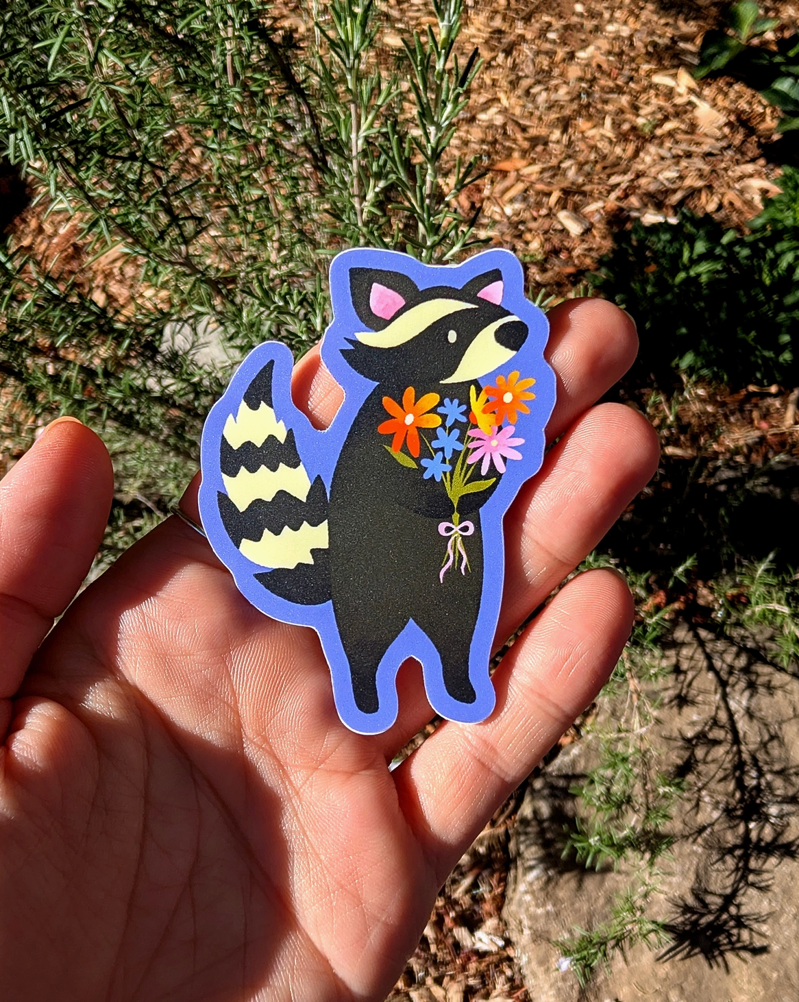 Wildkat Studio, Raccoon with Flowers Sticker