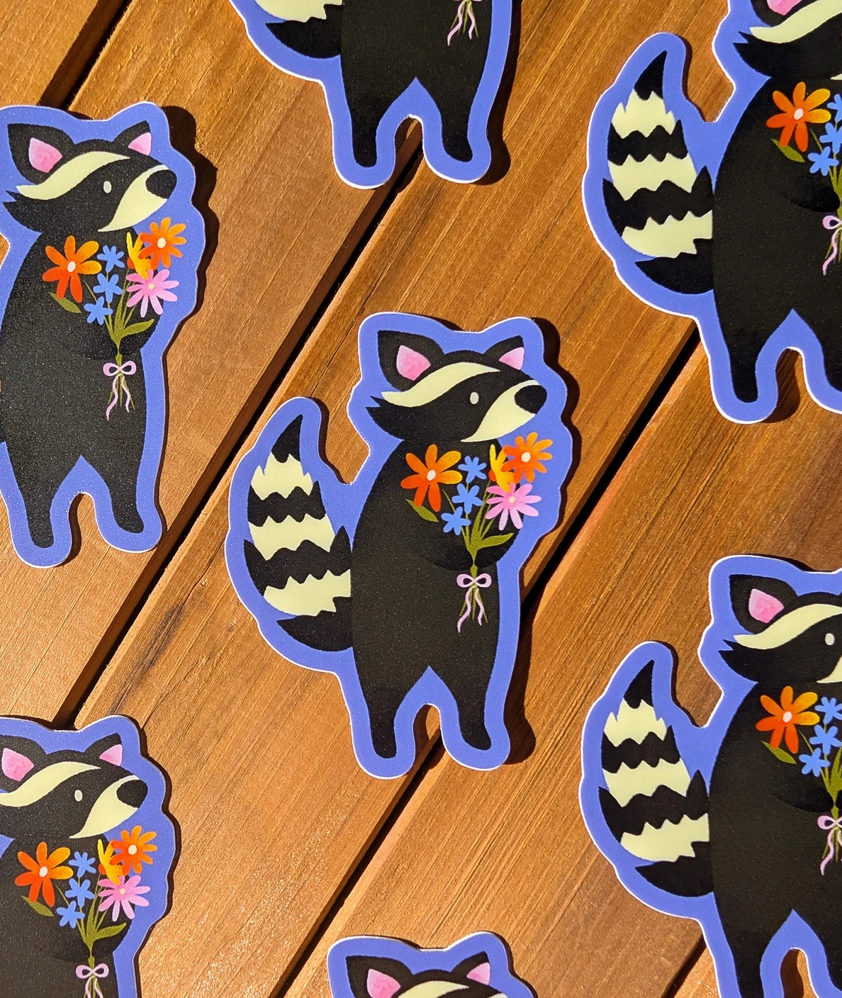 Wildkat Studio, Raccoon with Flowers Sticker