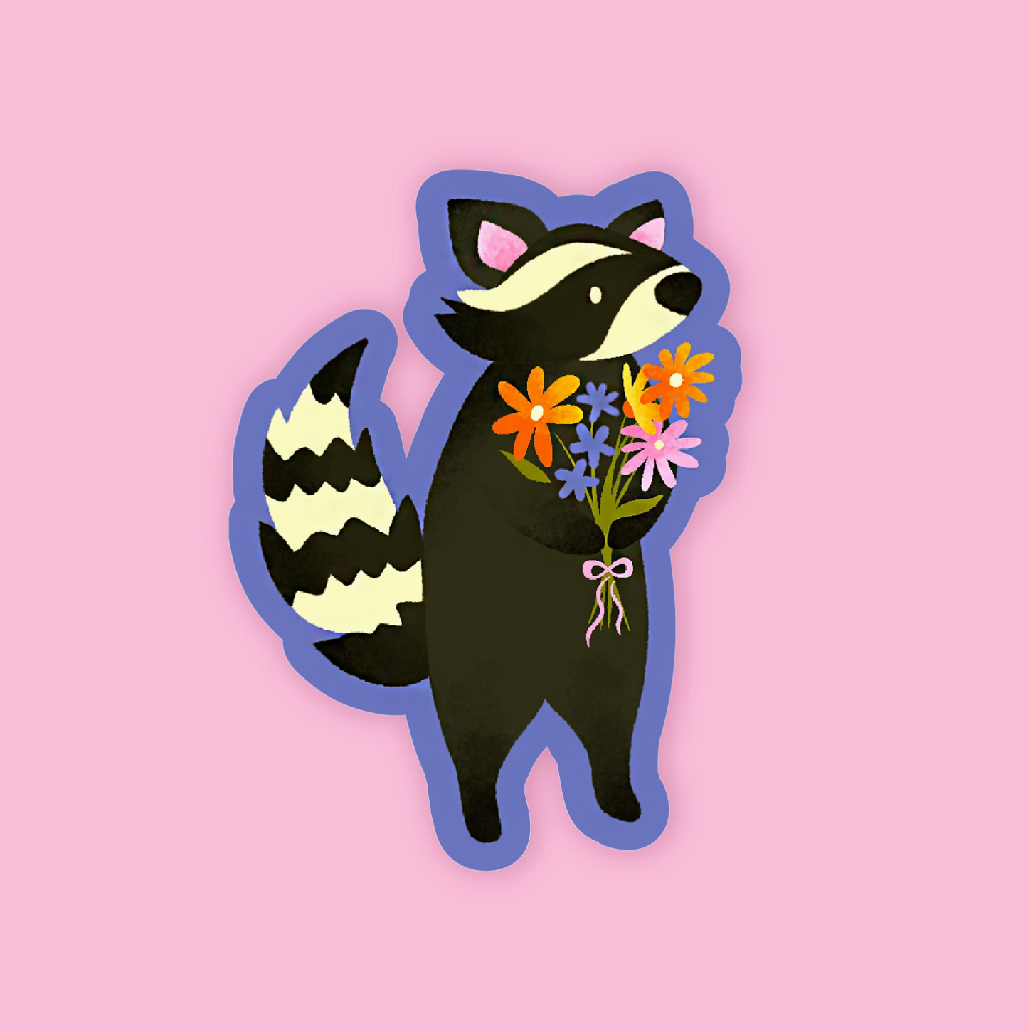 Wildkat Studio, Raccoon with Flowers Sticker