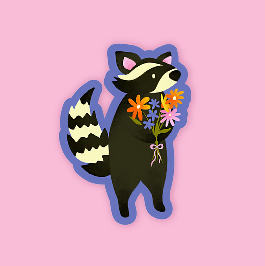 Wildkat Studio, Raccoon with Flowers Sticker