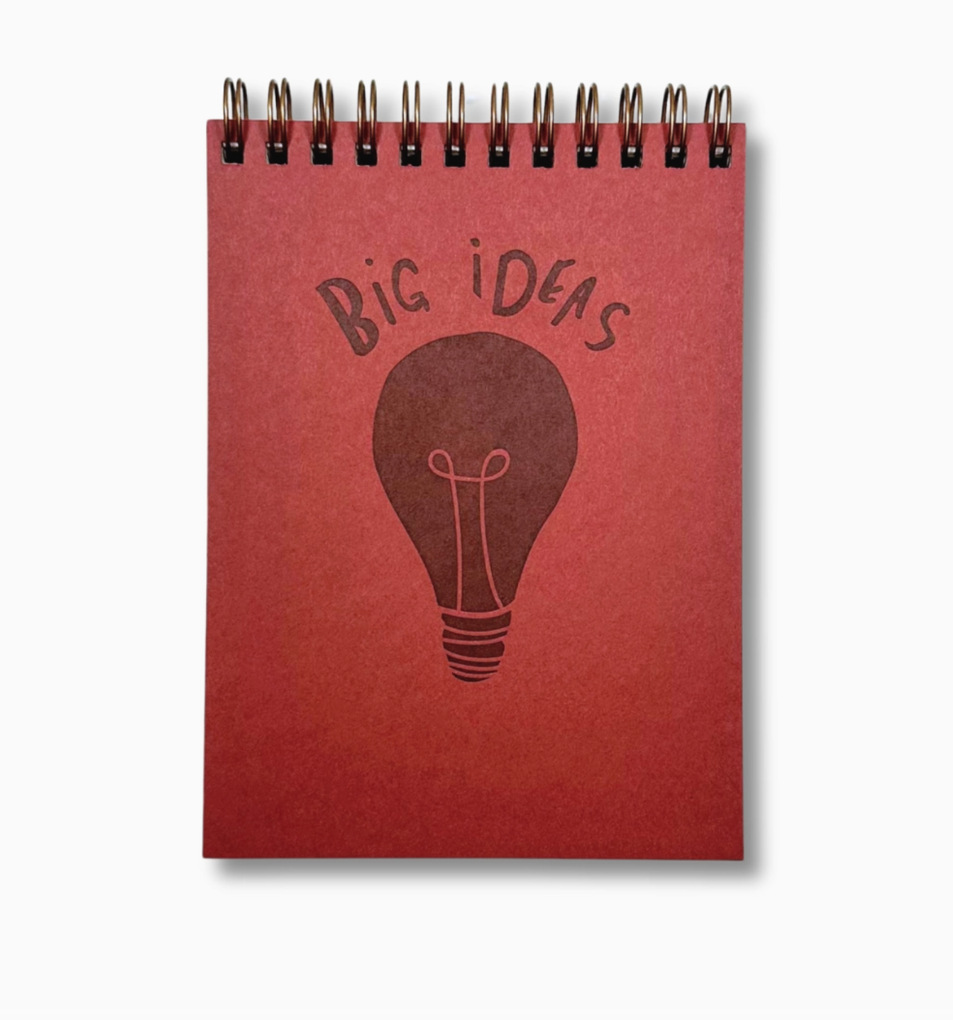 Wolf & Wren Press, Red, Big Ideas lightbulb spiral letterpress notebook, SMALL