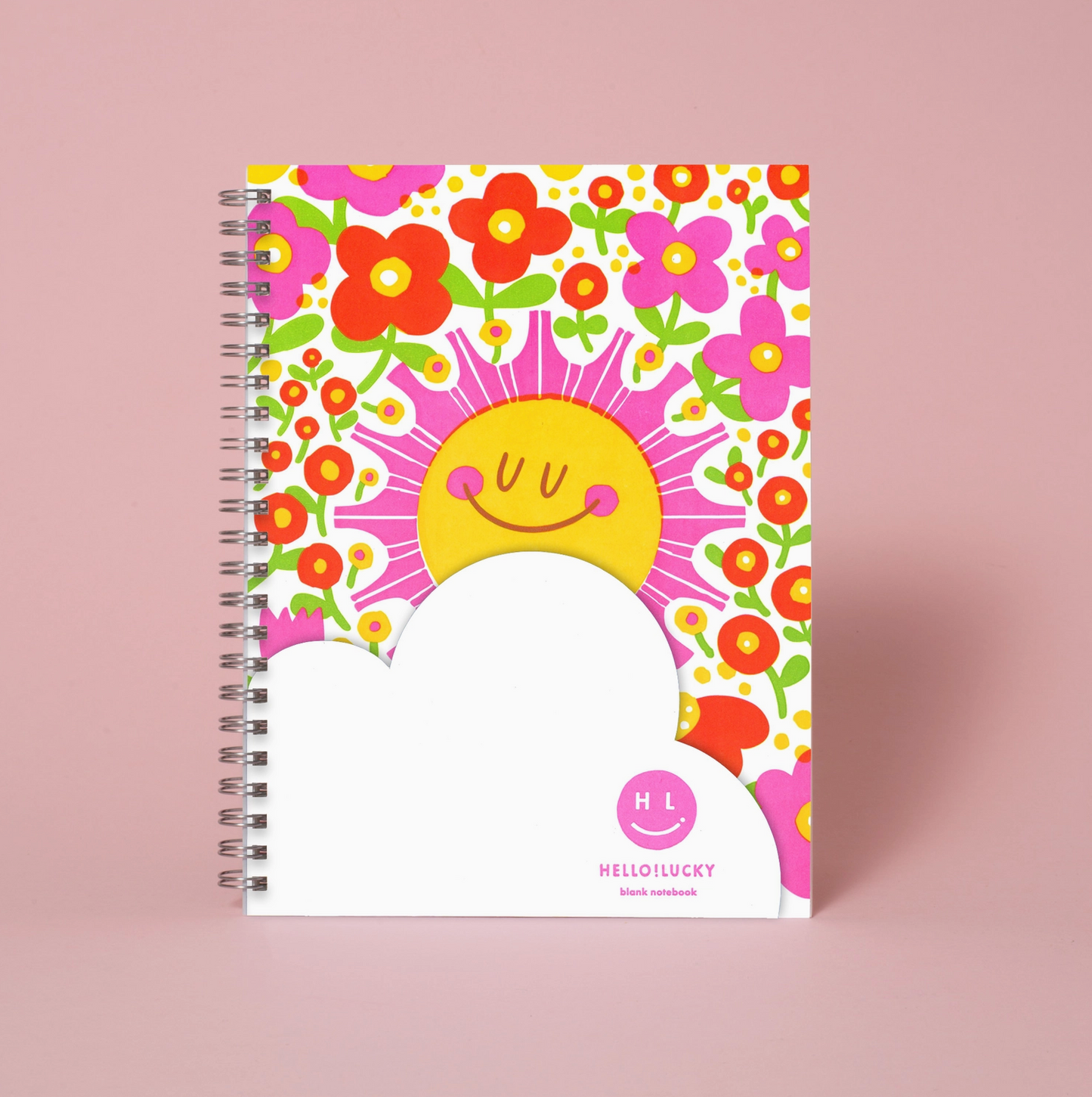 Egg Press Manufacturing, Letterpress Spiral 6.25" x 8" Blank Notebook - Sunshine & Flowers