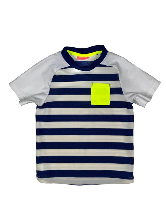 2-3 Sunuva, Multi, Short-sleeve navy striped rash guard