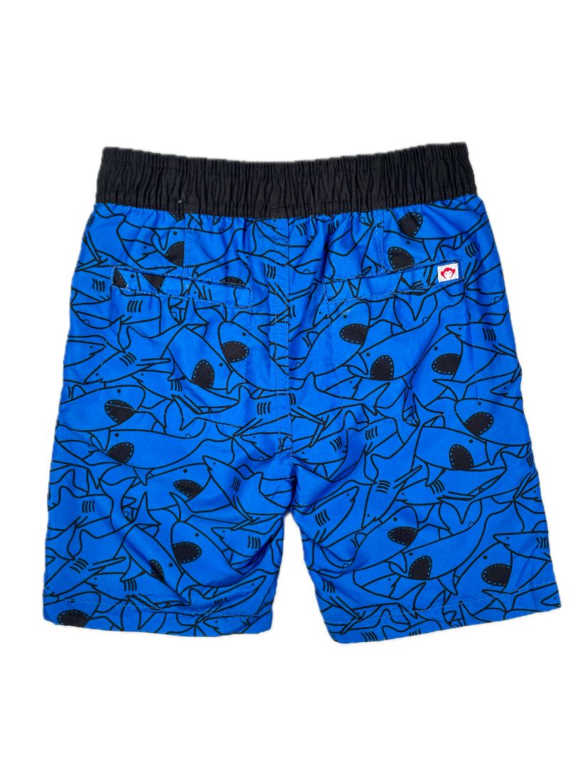 4/4T Appaman, Blue, Shark print swim trunks, elastic waist