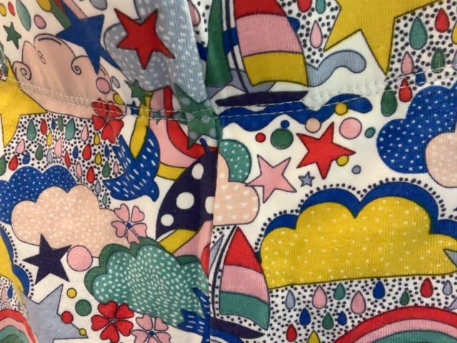 3-4, Boden, White, Rainbow/birds/clouds red/blue pull-on cropped leggings