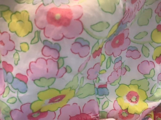 3 mo, Jacadi, White, Liberty fabric pink floral cotton hat, ruffle, tie