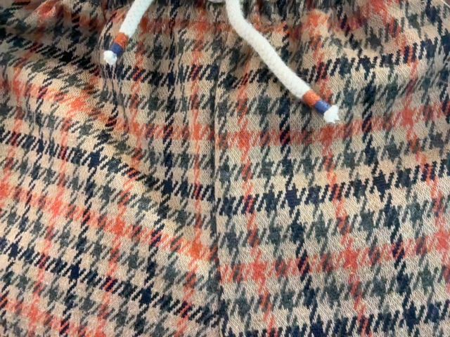 3-4, Zara, Brown, Plaid houndstooth pull-on wide leg pants, orange/grey/navy