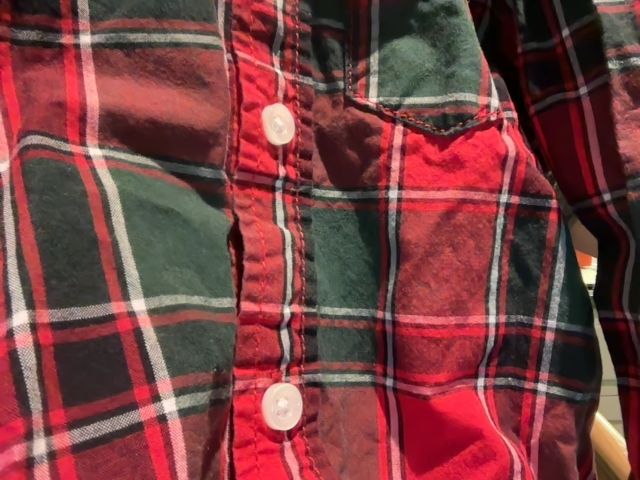 9 mo, Carter's, Red, Green/white plaid long-sleeve collared button-down bodysuit