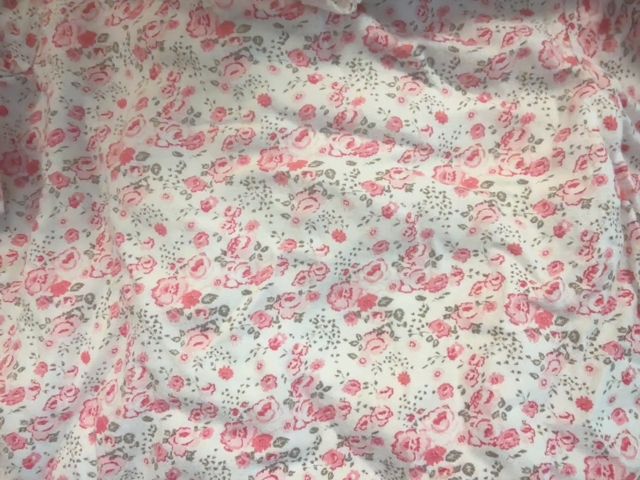 6 mo, Petit Bateau, White, Pink floral long-sleeve blouse bodysuit