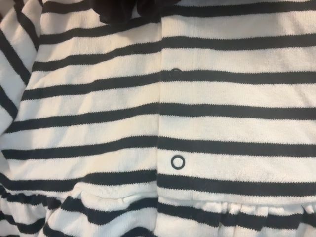 3/3T, Petit Bateau, White, Navy striped snap-up dress, ruffle collar