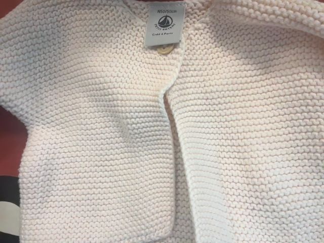 Newborn, Petit Bateau, Pink, Single button knit cardigan