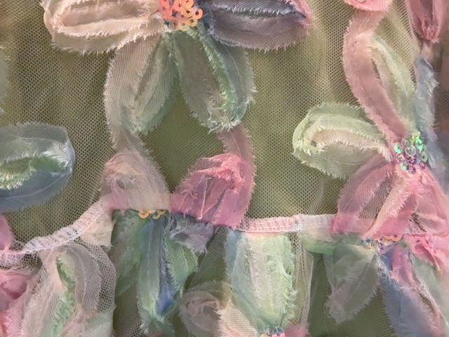 3/3T, Green, Tulle multicolor flower puff sleeve dress