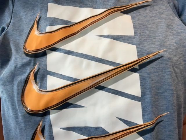 4/4T, Nike, Blue, Dri-Fit short-sleeve activewear t-shirt, white logo & gold swooshes